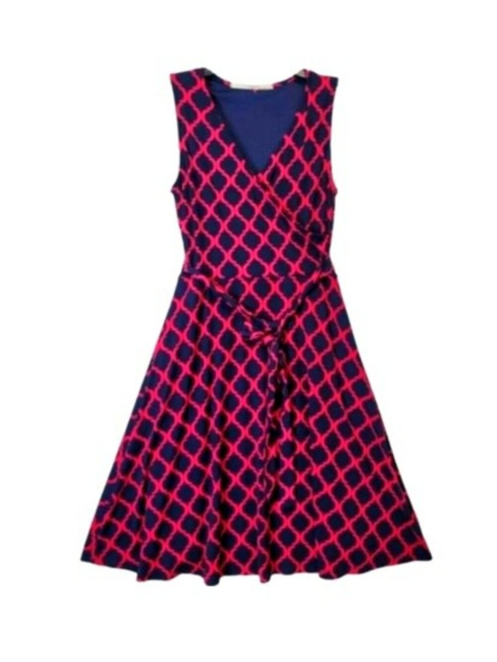 41 Hawthorn Women's Faux Wrap Dress Size Medium Pink Blue Fit Flare Ties Spring